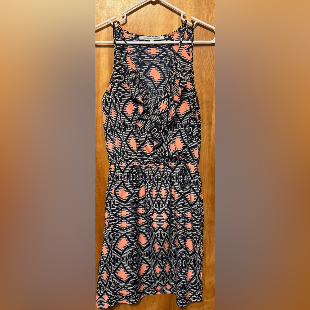 Collective Concepts Navy and Coral Geometric Dress
